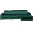 thumbnail image 5 of Maklaine Modern Velvet Cushioned Arms Sectional Sofa in Green/Gold, 5 of 6
