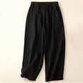 thumbnail image 2 of Timegard Womens Crop Pants Elastic Waist Solid Color Comfy Travel Fall Casual Loose Pants with Pockets, 2 of 7