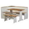 Linon Ardmore Wood Corner Dining Breakfast Nook with Table and Storage, Seats 5-6, White and Natural Finish (Box 1 of 2)