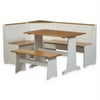 Linon Ardmore Wood Corner Dining Breakfast Nook with Table and Storage, Seats 5-6, White and Natural Finish (Box 1 of 2)