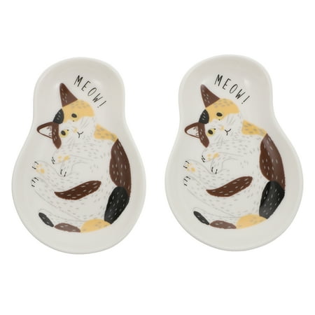 

2pcs Ceramic Sauce Dishes Cat Design Dipping Bowls Useful Appetizer Plates