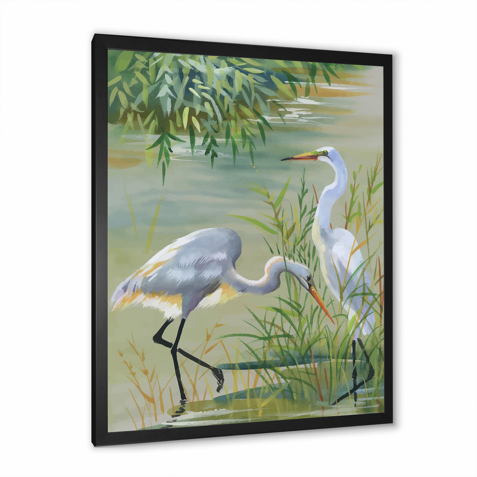 Designart 'Portrait Of Heron Birds I' Traditional Framed Art Print