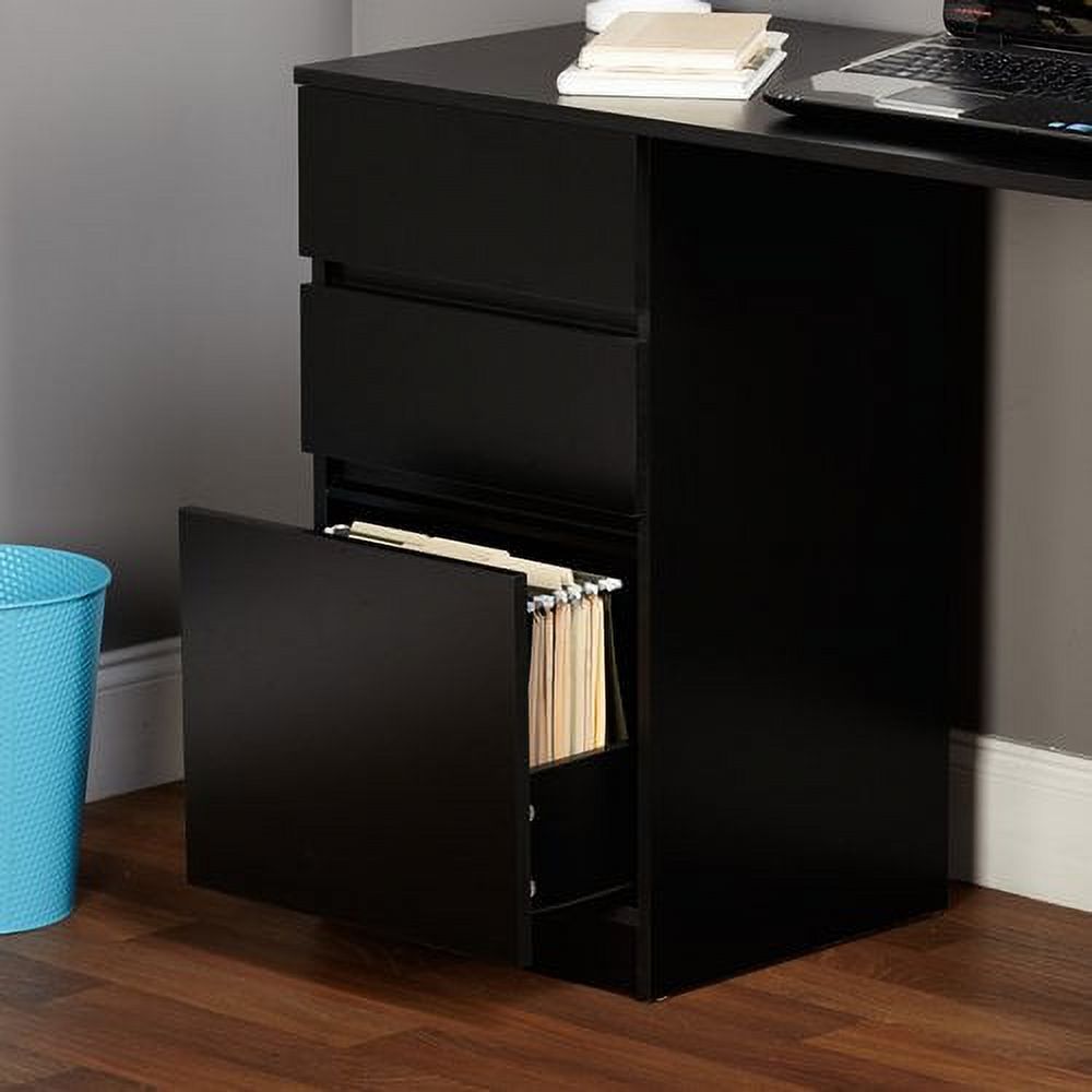 Como Writing Desk with 3 Storage Drawers, Black - image 2 of 4