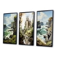 thumbnail image 3 of Designart "England Majestic Cliffsengland horizon I" Nautical & Beach Framed Wall Art Set Of 3 - Green England Frame Gallery Set For Office Decor, 3 of 7