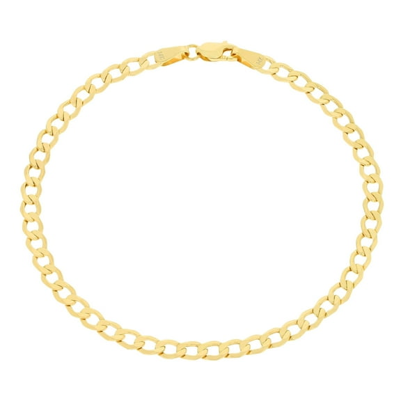 Nuragold 14k Real Yellow Gold Cuban Curb Link 3.5mm Chain Bracelet (7"-9") Italian Jewelry for Men & Women