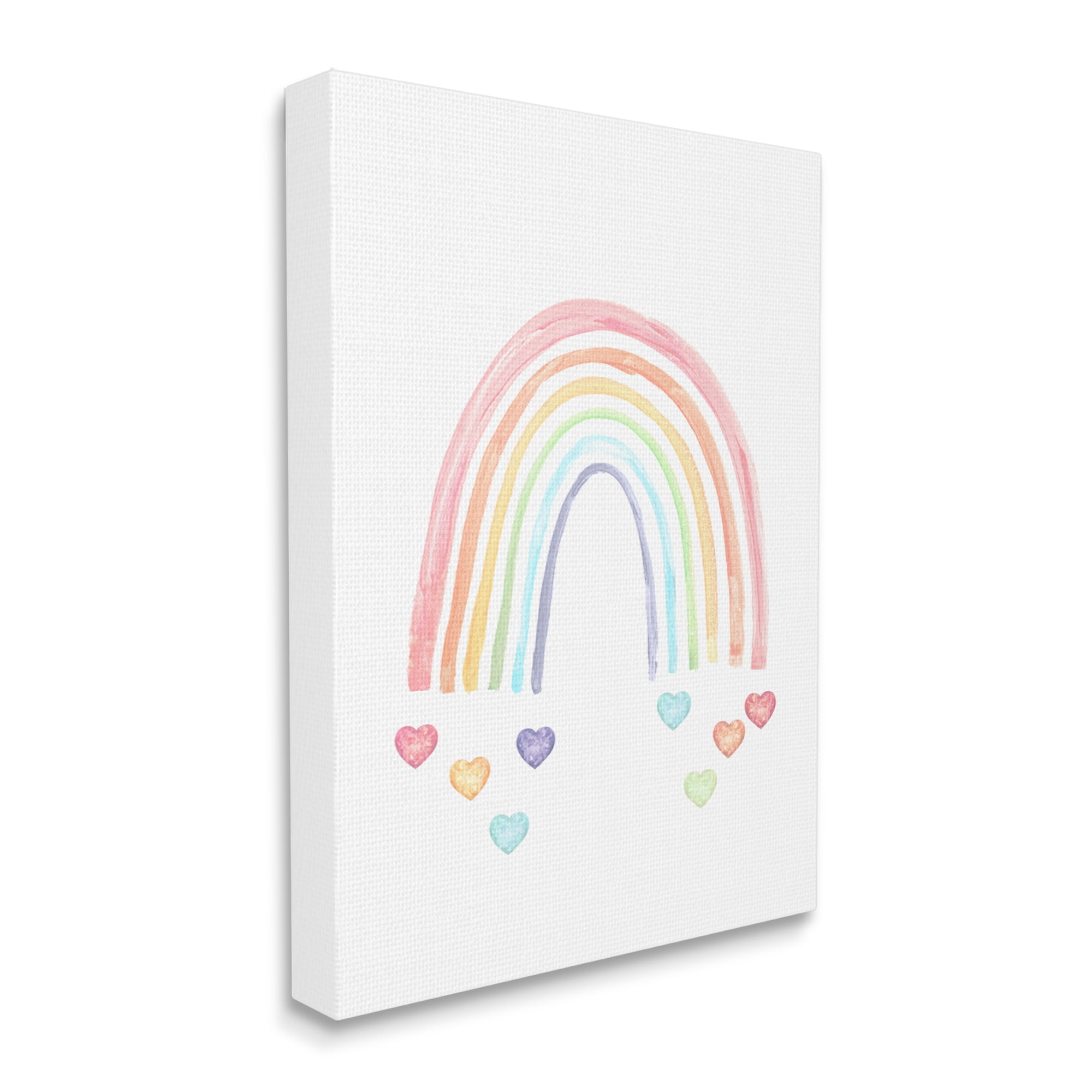 Stupell Industries Rainbow with Falling Hearts Landscape Painting Gallery Wrapped Canvas Art Print Wall Art, 30 x 40