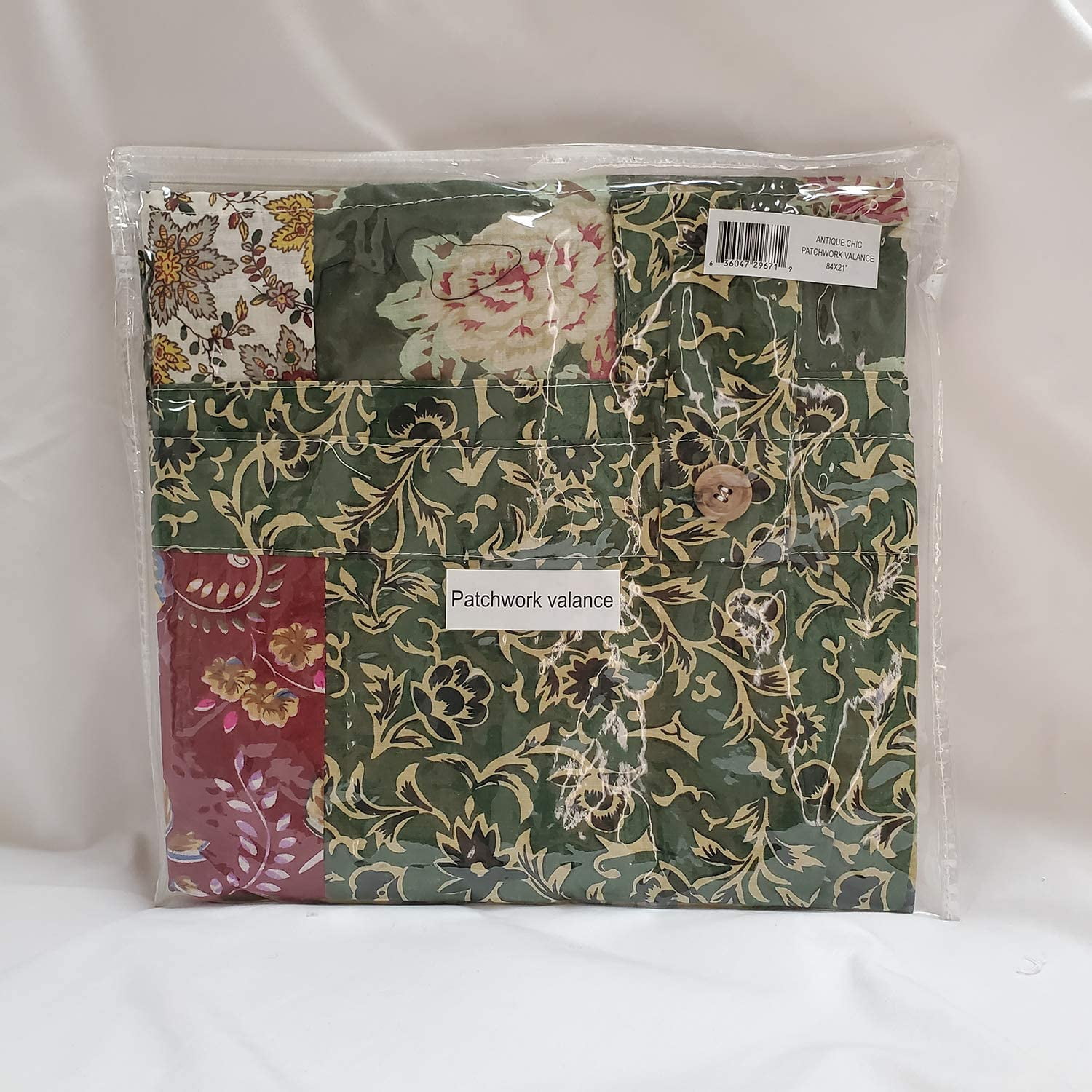 Greenland Home Fashions Antique Chic 100% Cotton Authentic Patchwork Tab Top Window Valance, 84" W x 21" L