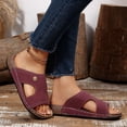 thumbnail image 2 of Sandales à Petit Talon Compensé pour Femmes, Confortables, Plates, à Enfiler, Bout Ouvert, Semelle Souple, Décontractées, Chaussures d'Été pour Robe, Rouges, Taille 6, 2 of 7