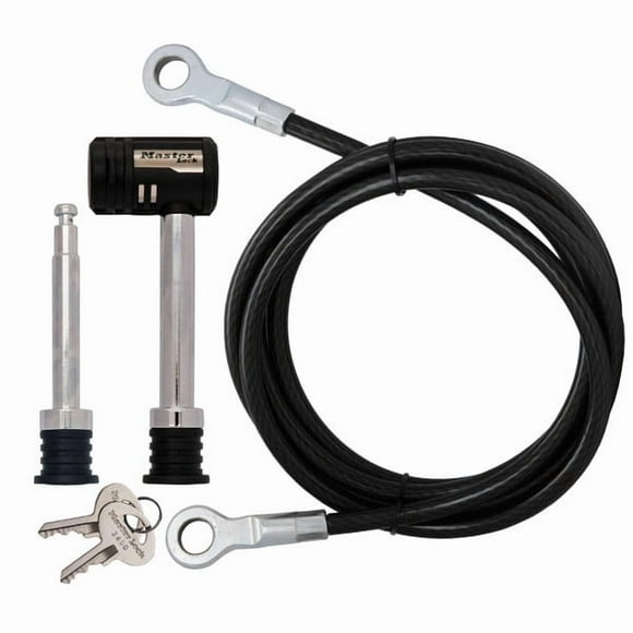 Master Lock Starter Sentry Trailer Hitch Pin 1470DAT Barbell Type With Key Lock; Fits 1/2 Inch Diameter And 5/8 Inch Diameter; 2-3/4 Inch Length; With Keyed Lock; With Dust Cover; Single
