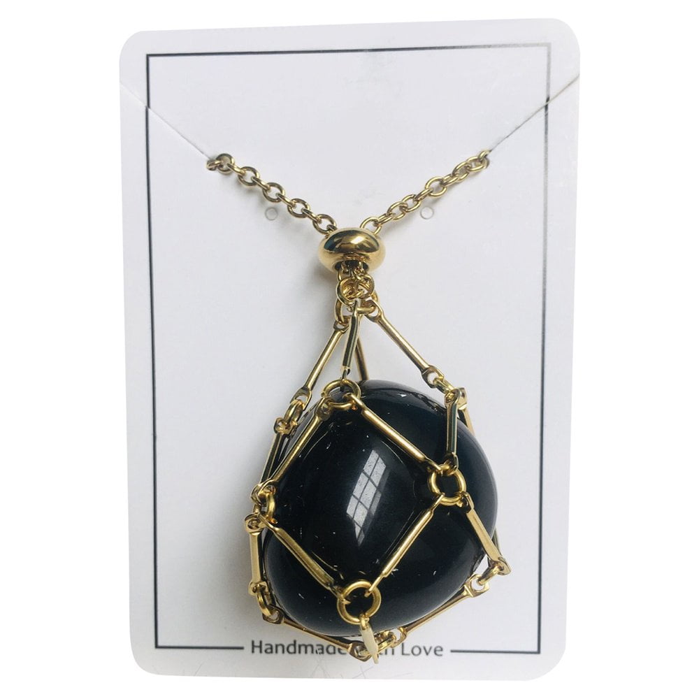 EIMELI Crystal Stone Holder Necklace Adjustable Length Crystal