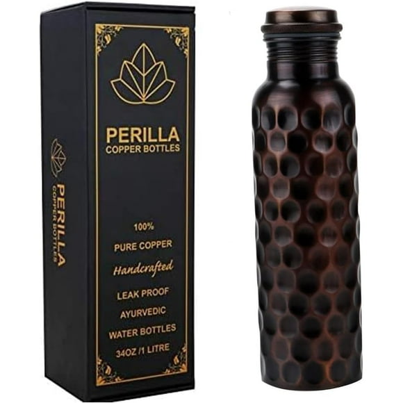 UTAH-Pure Copper Water Bottle 34 Oz Leak Proof 100% Pure - Ayurvedic Copper Vessel - Drink More Water And Enjoy The Health Benefits Immediately - For Gym, Yoga Bottle (Diamond 2)
