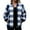 Blue, variant on Women Plaid Bomber Jacket Fuzzy Fleece Sherpa Long Sleeve Zip Up Jacket Comfy Fashion Outerwear with Pockets Yellow S
