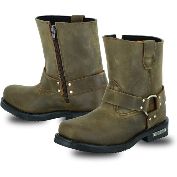 Men's Side Zipper Waterproof Boots- Brown