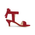 thumbnail image 3 of BLISSFUL STEP Mother's Day Women's Shoes Kitten Heel Ankle Strap Open Toe Bow Tie Sandals  Red 9, 3 of 7