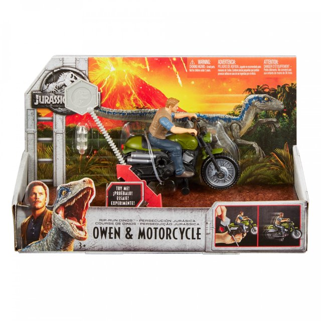 Owen y Motocicleta Jurassic World Persecusion Motorizada