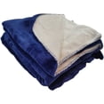 thumbnail image 2 of FASCIINO Super Soft Plush Reversible Velour Cozy Borrego Blanket Throw Queen or Full Size Bed (Navy), 2 of 4