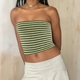thumbnail image 2 of Women Strapless Striped Bandeau Tube Tops Y2K Aesthetic Sleeveless Backless Crop Tank Going Out Summer Girls Beach Holiday Camisoles, 2 of 7