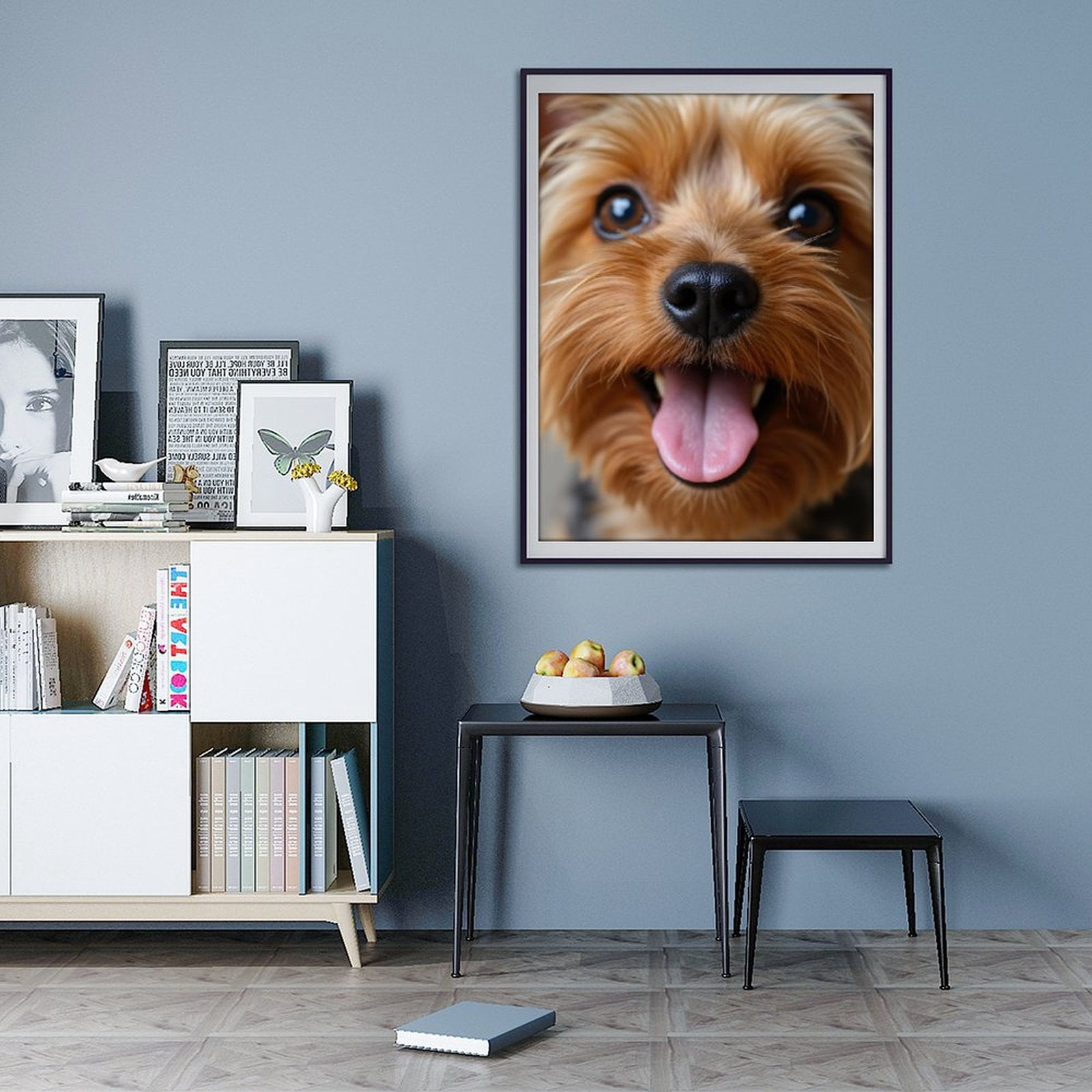 Diamond Art Kit for Adults, Happy Yorkshire Terrier Close-Up Diamond Painting for Adults Beginners, DIY Diamond Art Painting Kits, 5D Diamond Painting Crafts for Home Decor 12x16 Frameless