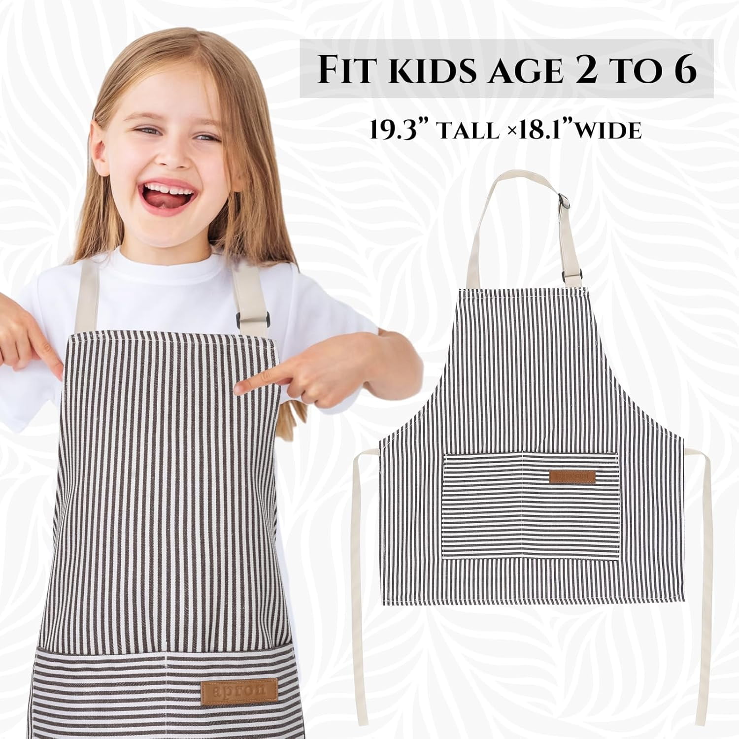 2 Pack Stripes Kids Apron, Kids with 2 Pockets, Cute Aprons for Cooking for Boys and Girls