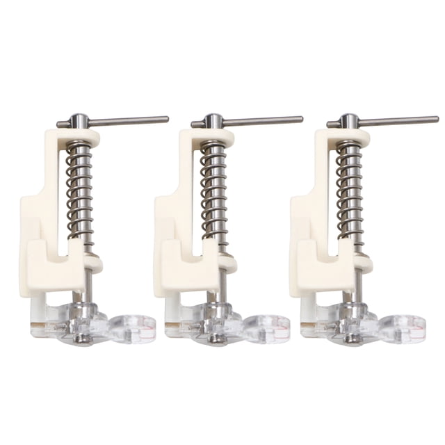 CIMAXIC Universal Presser Foot 3 Pcs Spring Presser Foot Open Close Toe Steel Plastic Quilting Embroidery Presser Foot Compatible for (Beige),1.97"X0.98"X0.79"
