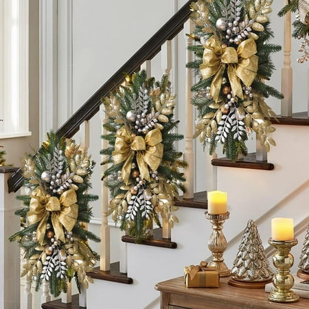 

Christmas Clearance! SuoKom 1pc Garland Stairs Front Door Decoration Christmas Garland Decoration Front Door Stairs Decor Cordless Decorations And Pendants For All Seasons