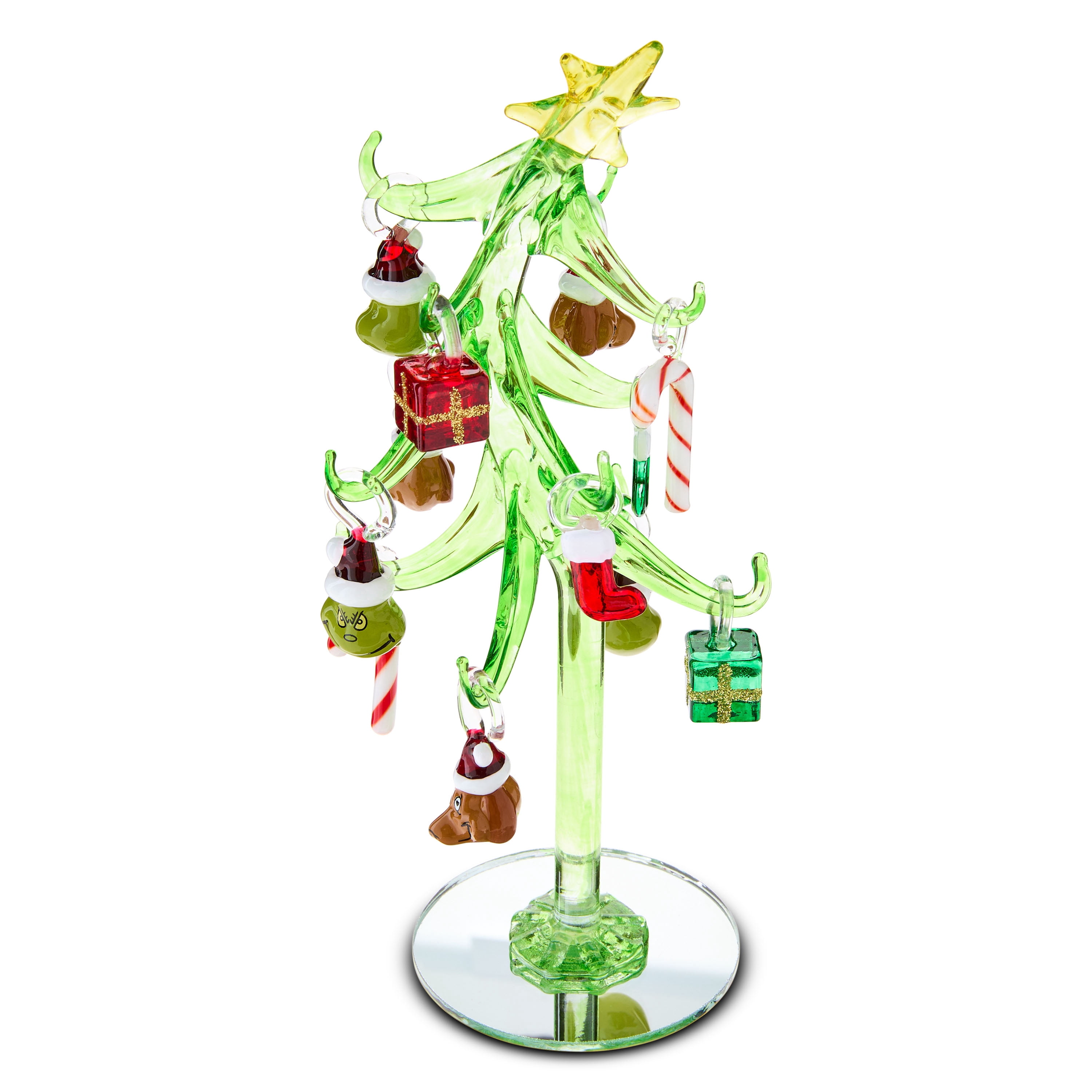 Dr. Seuss's How the Grinch Stole Christmas Glass Table Top Tree, 13 Pieces, Green, By Ruz