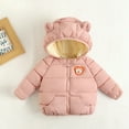 thumbnail image 4 of Godderr Newborn Toddler Boys Girls Hooded Cotton Jacke Baby Winter Padded Coats Solid Color Thickening Snowsuit Zipper Warm Outwear for 9 Months-4 Years Short Cotton Coats, 4 of 6