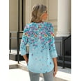 thumbnail image 5 of Zeagoo Women Blouses 3/4 Length Sleeve Loose Shirts Cute Spring Summer Blouses Pleated Floral Tunics Crewneck Clothes, 5 of 6