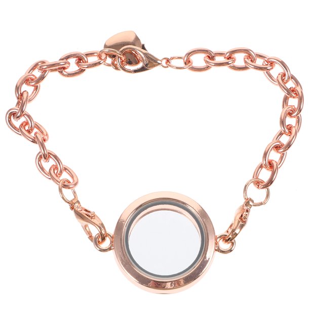 KAKOWELY Pulsera de medallón de cristal magnético con memoria viviente para regalar con dijes flotantes (oro rosa)