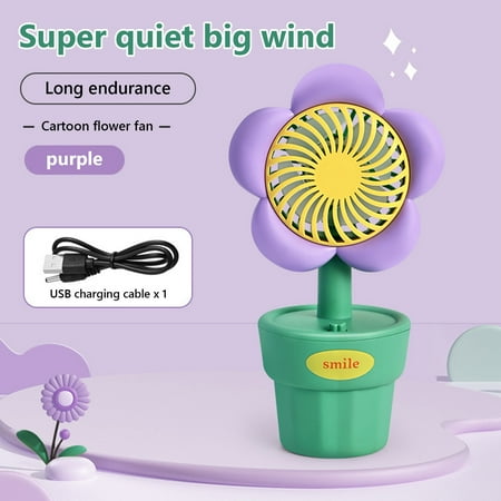 

Qianying Summer Promotion Clearance Rural Wind Flower Pot Small Fan Usb Charging High Beauty Flower Office Student Dormitory Desktop Small Fan
