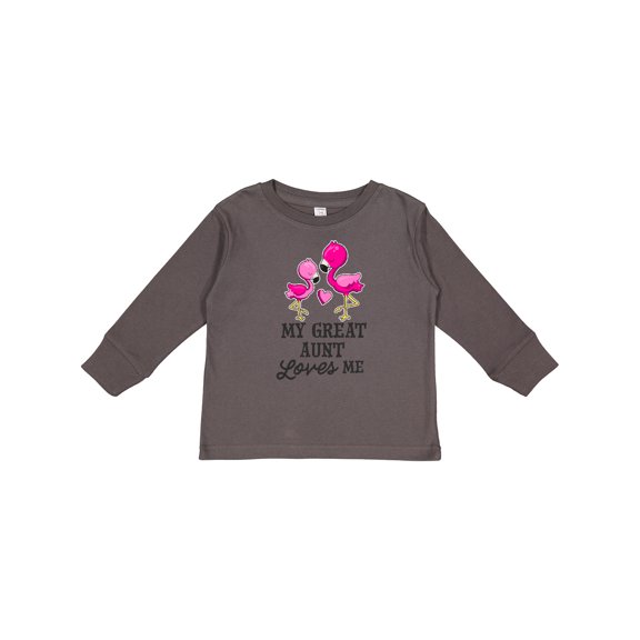 Inktastic My Great Aunt Loves me with Two Flamingos Boys or Girls Long Sleeve Toddler T-Shirt