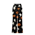 thumbnail image 5 of Domzest Halloween Womens Pajama Pants Pumpkin Ghost Bat Graphic Drawstring Elastic Waisted Pj Bottoms Cute Wide Leg Pajama Bottoms Dark Gray XL, 5 of 6