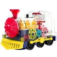 thumbnail image 1 of Juego de tren eléctrico transparente con engranajes eléctricos y luz musical, juguete giratorio, regalo de cumpleaños para niños., 1 of 13