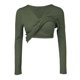 thumbnail image 3 of MHFRRA Camiseta de Manga Larga Suave para Mujer, Sin Costuras, Cómoda, Elástica, Transpirable, Informal, para Entrenamiento, con Sujetador Incorporado Verde, 3 of 5