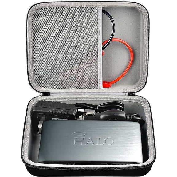 Portable Car Battery Case for HALO Bolt Jump Starter, Power Bank Carrying Holder for AC Outlet, Jumper Cables (Box Only)