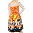 thumbnail image 2 of HAPPY BAY Women's Summer Boho Beach Backless Smocked Mini Swing Dress Tube Top Strapless Dresses for Women One Size Tart, Palm Tree, 2 of 3