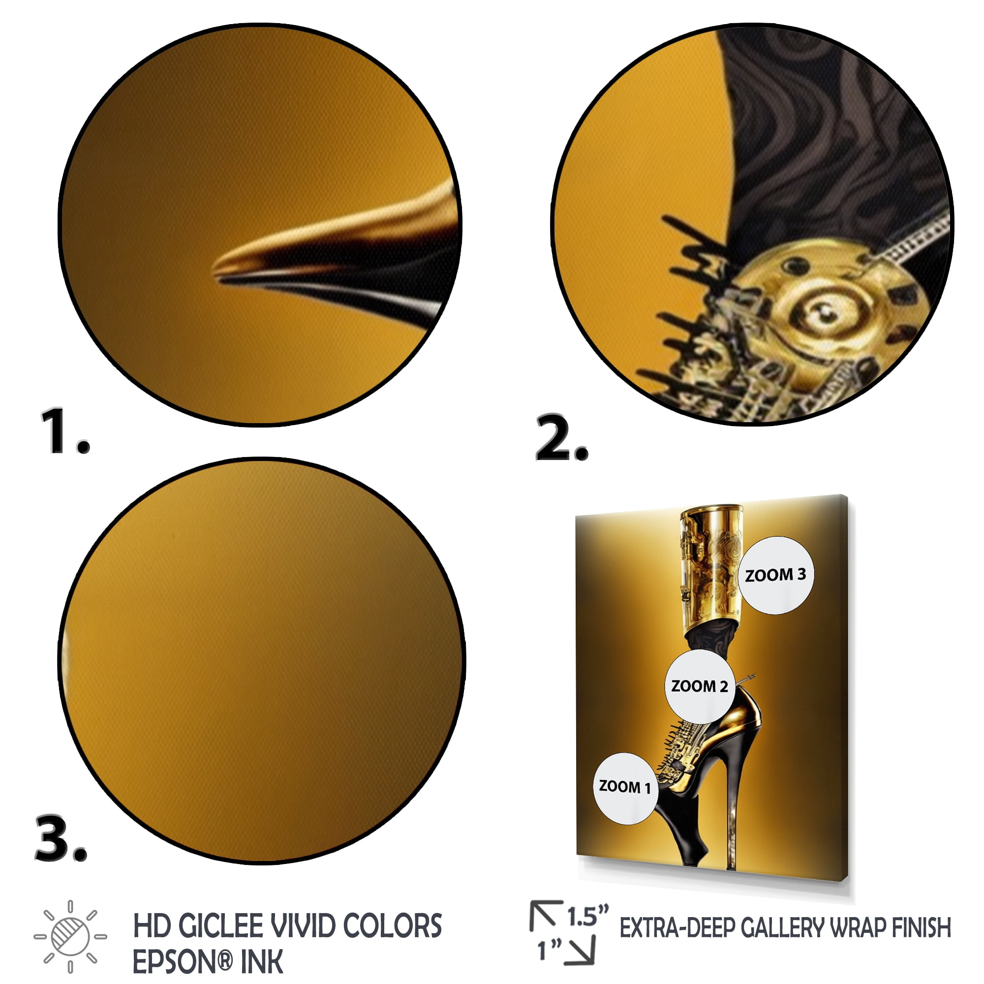 Designart Golden Mechanic High Heel V Canvas Wall Art
