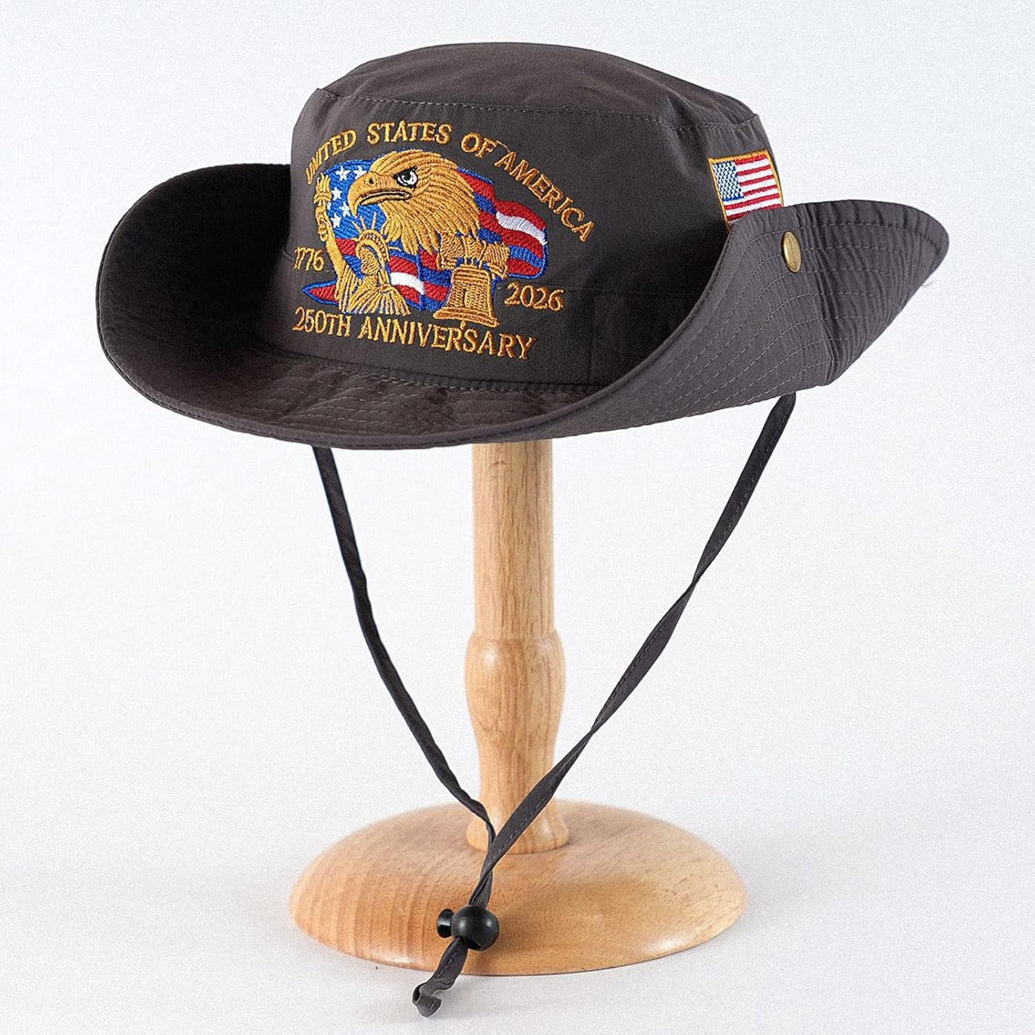 250 Anniversary USA Hat, 4th of July Patriotic Retro Adjustable Wide Brim Boonie Hat, Men & Women Top Bucket Hats