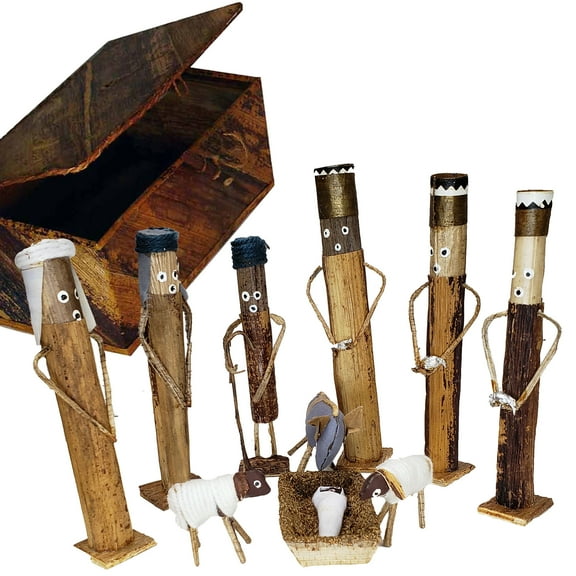Celebrate the Peace and Glory of the Nativity Corn Banana Fiber Meticulously Hand Crafted African Artisans All Inside a Banana Bark Box Ready to Display Enhance Christmas Decoration