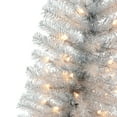 thumbnail image 3 of CC Christmas Decor 4.5' Pre-lit Silver Tinsel Slim Artificial Christmas Tree, Clear Lights, 3 of 3