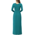 thumbnail image 6 of Women's Long Sleeve Loose Plain Maxi Dresses Casual Long Dresses with Pockets,US Size,Long Sleeve Dark green,L, 6 of 9