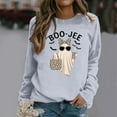 thumbnail image 2 of Halloween Sweatshirts for Women Funny Leopard Cute Boo Jee Ghost Long Sleeve Blouses Fall 2025 Y2k Crewneck Pullover Tops Grey XL, 2 of 5