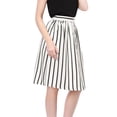 thumbnail image 5 of MODA NOVA Junior's Stripes Button Front Elastic Back A Line Midi Skirt L White, 5 of 6