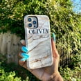thumbnail image 2 of Personalised Cream Marble Name iPhone 16 Case, iPhone 13 Pro Max, 2 of 5