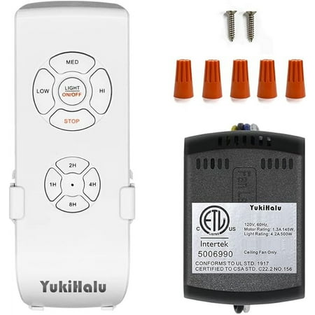 

YukiHalu Small Size Universal Ceiling Fan Remote Control kit Speeds/Timings/Light Wireless Control