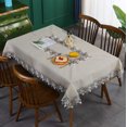 thumbnail image 1 of HSHDLDF Cotton Linen Tablecloth 51 x 51 Inches Square Lace Flower Embroidery Grey Table Cover for Dining Table Home Kitchen Restaurant Decoration, 1 of 7