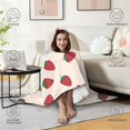 thumbnail image 4 of Wearable Blanket,Red Strawberry Plants Fruit Light Pink Pattern Hooded Wearable Sherpa Blanket for Adults & Teens,Winter Poncho Shawl Wrap Cape Thick Warm,50"x60", 4 of 5