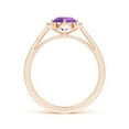 thumbnail image 2 of ANGARA Natural Floating Round Amethyst Ring with Diamond Halo in 14K Rose Gold for Women (Size-6mm) | February Birthstone, Birthday, Anniversary, Jewelry Gift for Women | Natural Amethyst Ring, 2 of 8