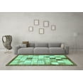 thumbnail image 3 of Ahgly Company Indoor Round Checkered Turquoise Blue Modern Area Rugs, 8' Round, 3 of 4