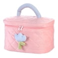 thumbnail image 1 of Hukapapa Neceser de cosméticos de gran capacidad para mujer, de la mano, para llevar la bolsa de almacenamiento de artículos de tocador, color rosa, 1 of 6